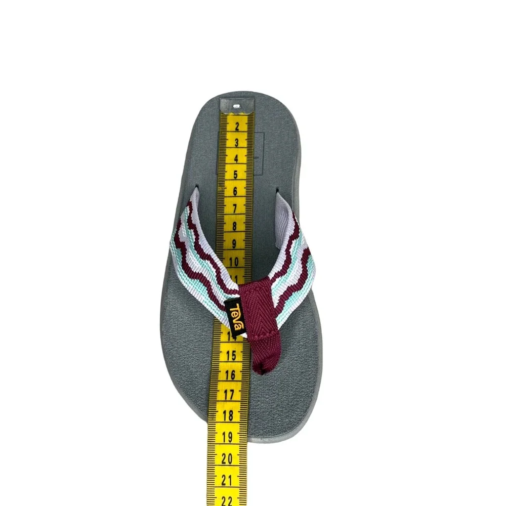 Teva Little Girls Voya Thong Flip Flop Sandals Sz 12 Aqua-Burgundy-Gray-Lavender